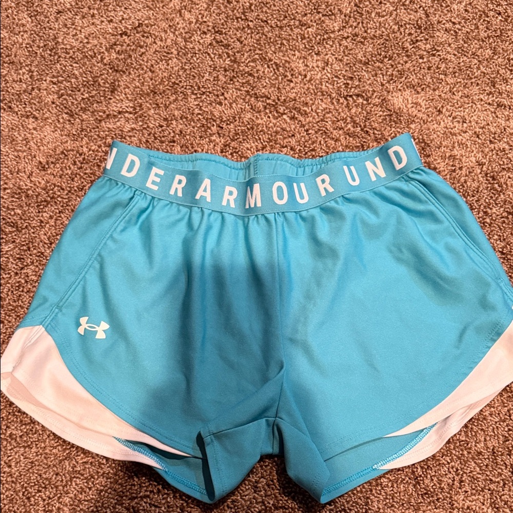 Under Armour Women's Teal and White Athletic Shorts